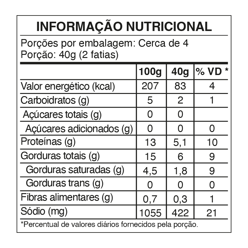 MORTADELA SEM TOUCINHO FATIADA 150G