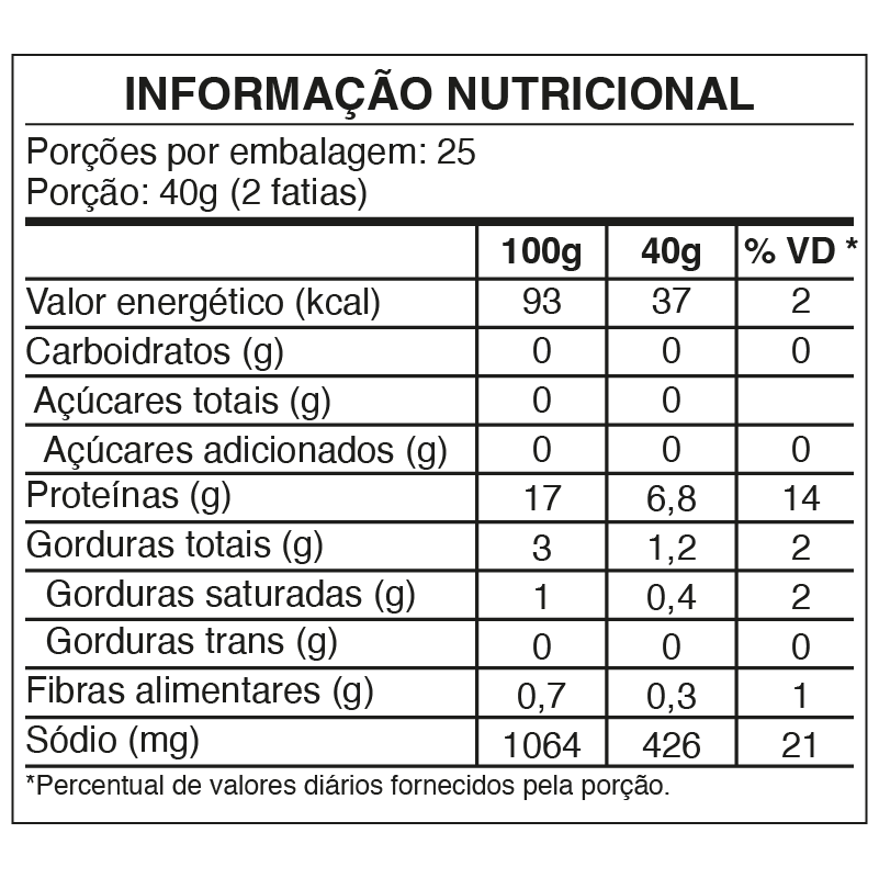 Presunto cozido fatiado 1kg